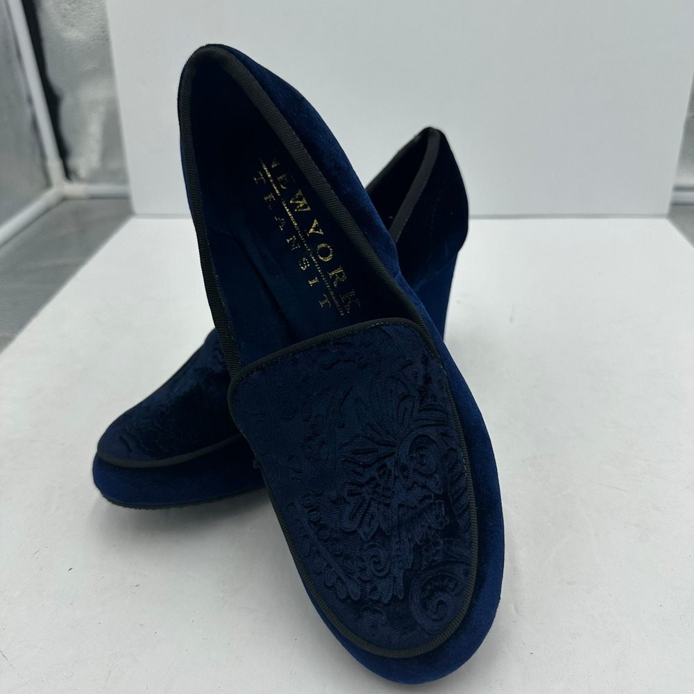 Womens Whimsigoth Velvet Embroidered Shoes Size 9M Block Heel Loafers Victorian